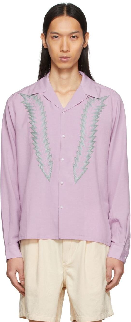 NWT Double Rainbouu Western Feather Mauve Embroidered Shirt XL Purple Retro Boho
